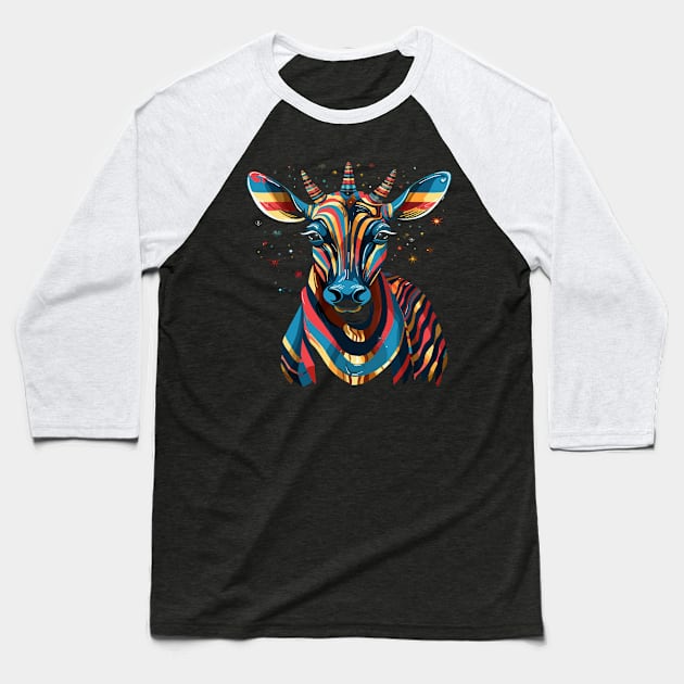 Patriotic Okapi Baseball T-Shirt by JH Mart